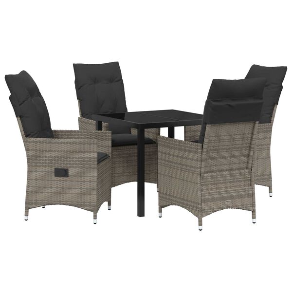 vidaXL Conjunto de Comedor de Jard&iacute;n 5 pcs Gris rat&aacute;n sint&eacute;tico