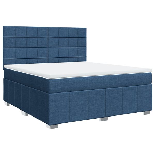 vidaXL Cama box spring con colch&oacute;n tela azul 180x200 cm