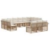 vidaXL Conjunto de sof&aacute;s de exterior 13 uds. Natural y Crema Poli&eacute;ster