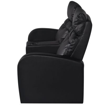 vidaXL Sillón reclinable de 2 plazas de cuero artificial negro