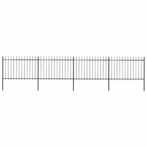 vidaXL Valla de jard&iacute;n con punta de lanza de acero 714,5x120 cm negra