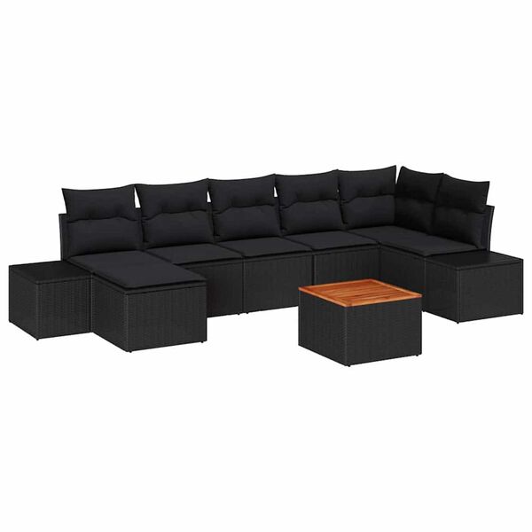 vidaXL Conjunto de sof&aacute; de jard&iacute;n 8 pcs Negro