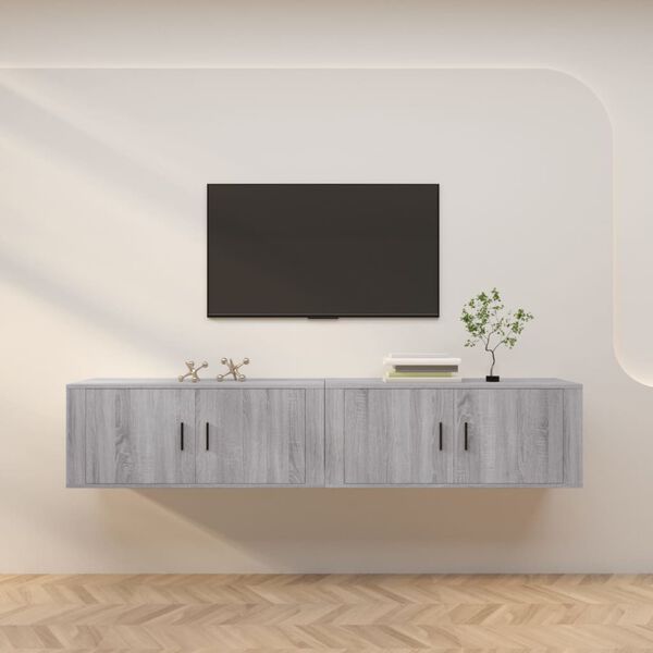 vidaXL Muebles para TV de pared 2 uds gris Sonoma 100x34,5x40 cm