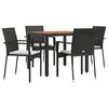 vidaXL Set de muebles jard&iacute;n 5 pzas con cojines rat&aacute;n sint&eacute;tico negro