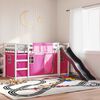 vidaXL Litera con tobog&aacute;n y cortinas rosa 90x200 cm