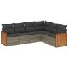 vidaXL Set de muebles de jard&iacute;n 6 pzas y cojines rat&aacute;n sint&eacute;tico gris