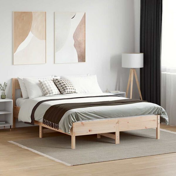 vidaXL Estructura de cama sin colch&oacute;n madera de pino maciza 120x200 cm