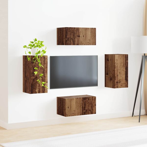 vidaXL Conjunto de mueble de TV 4 pcs Madera vieja