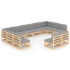 vidaXL Juego de muebles de jard&iacute;n 12 pzas y cojines madera maciza pino