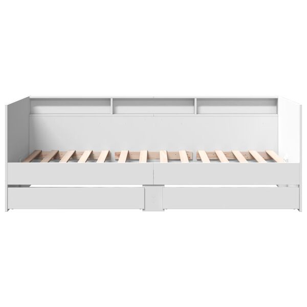 vidaXL Sofá cama con cajones sin colchón blanco 90x190 cm