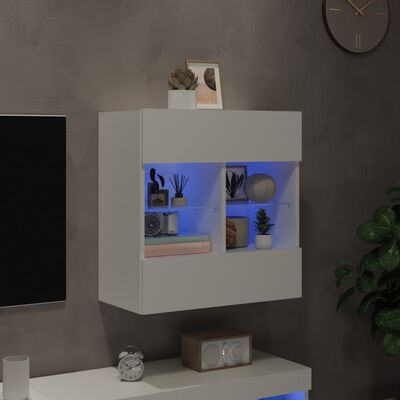 vidaXL Mueble de TV de pared con luces LED blanco 58,5x30x60,5 cm