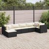vidaXL Set de muebles de jard&iacute;n y cojines 7 pzas rat&aacute;n sint&eacute;tico negro