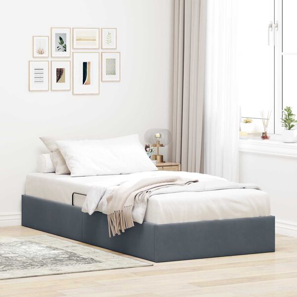 vidaXL Cama con almacenamiento Gris oscuro 100 x 200 cm Terciopelo