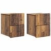 vidaXL Mesita de Noche de Pared con caj&oacute;n 2 pcs Madera envejecida