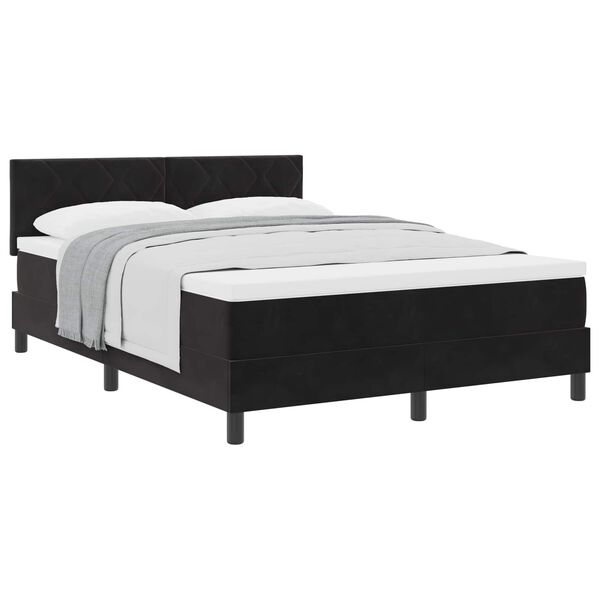 vidaXL Cama tipo Box Spring con colch&oacute;n Negro 140 x 200 cm Terciopelo