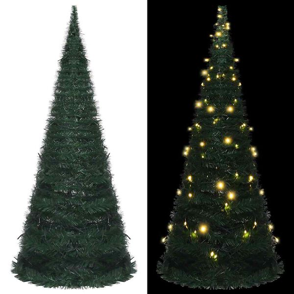 vidaXL &Aacute;rbol de Navidad emergente preiluminado con luces verde 150 cm