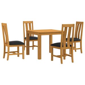 vidaXL Conjunto de comedor 5 uds. Negro Madera de Roble S&oacute;lido