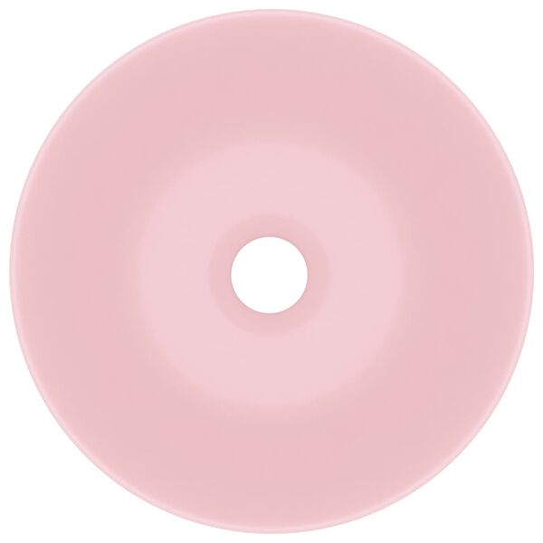 vidaXL Lavabo de cuarto de ba&ntilde;o redondo cer&aacute;mica rosa mate