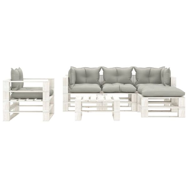 vidaXL Set de muebles de palets de jard&iacute;n 6 pzas madera cojines taupe