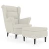 vidaXL Sill&oacute;n orejero y taburete de terciopelo crema