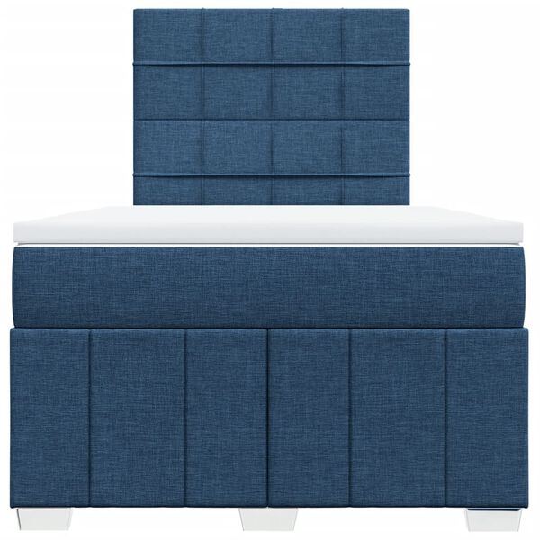 vidaXL Cama box spring con colch&oacute;n tela azul 120x200 cm