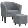 vidaXL Sill&oacute;n con taburete terciopelo gris oscuro