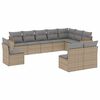 vidaXL Juego de sof&aacute;s jard&iacute;n con cojines beige 10 pzas rat&aacute;n sint&eacute;tico