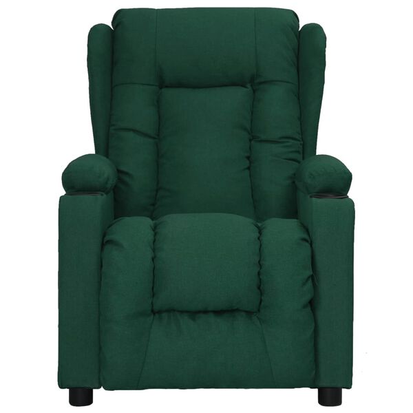 vidaXL Sill&oacute;n reclinable de tela verde oscuro