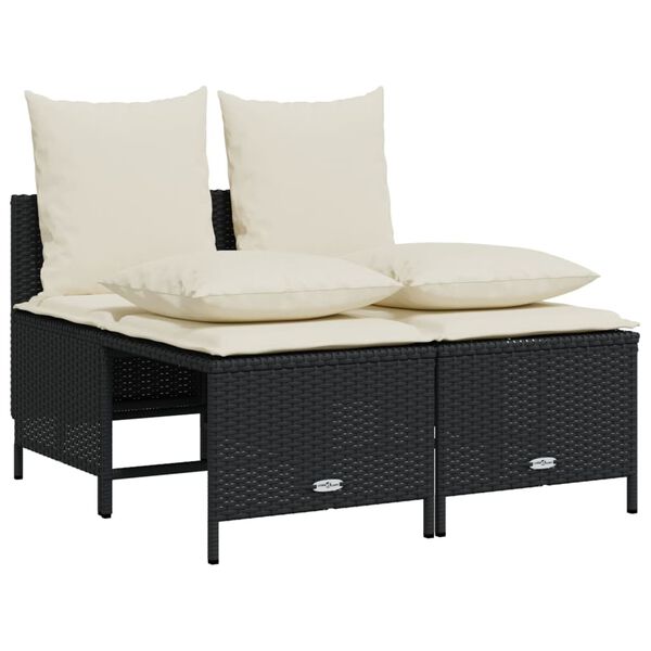 vidaXL Set de muebles de jard&iacute;n 5 pzas y cojines rat&aacute;n sint&eacute;tico negro