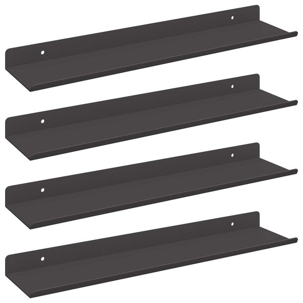 vidaXL Estante flotante 4 pcs Negro 40 x 9 x 2,5 cm Acero
