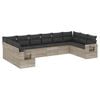 vidaXL Set sof&aacute;s jard&iacute;n 10 pzas con cojines rat&aacute;n sint&eacute;tico gris claro