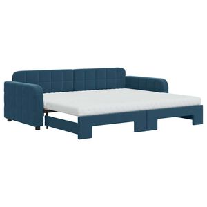 vidaXL Sof&aacute; cama nido con colch&oacute;n terciopelo azul 90x200 cm