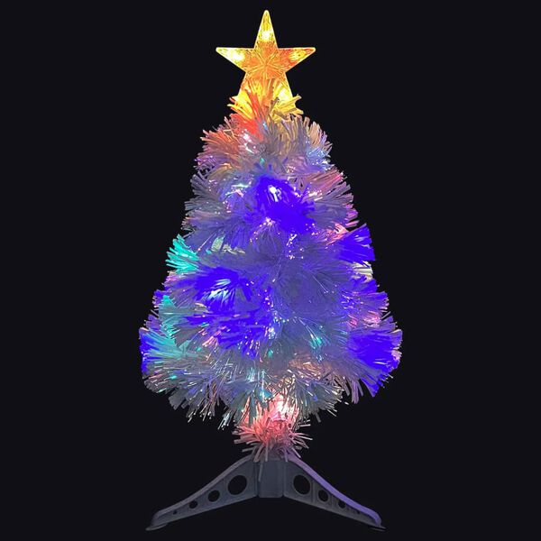 vidaXL &Aacute;rbol de Navidad artificial con luces fibra &oacute;ptica blanco 64 cm