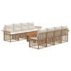 vidaXL Conjunto de sof&aacute;s de jard&iacute;n 9 uds. Natural y Crema