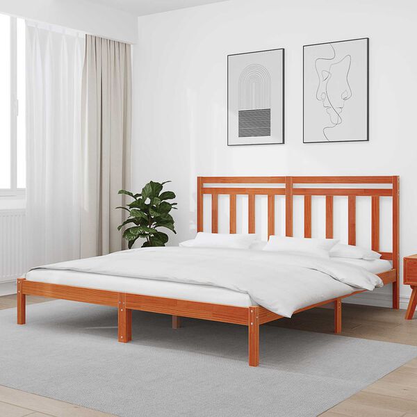vidaXL Estructura de cama Marr&oacute;n cera 205,5 x 185,5 x 100 cm