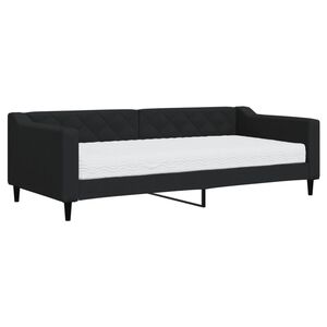 vidaXL Sof&aacute; cama con colch&oacute;n tela negro 90x200 cm