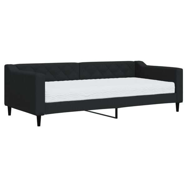vidaXL Sof&aacute; cama con colch&oacute;n tela negro 90x200 cm