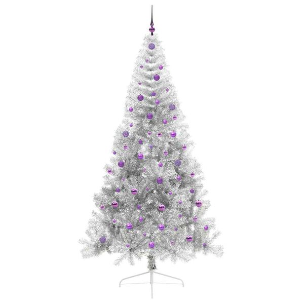 vidaXL &Aacute;rbol de Navidad Artificial Preiluminado Plateado 240 cm PET