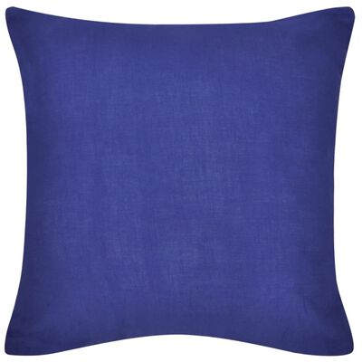 130920 4 Blue Cushion Covers Cotton 50 x 50 cm