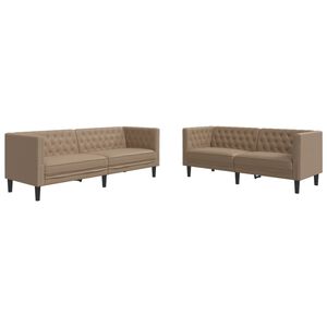 vidaXL Juego de sof&aacute;s Chesterfield 2 piezas cuero sint&eacute;tico capuchino