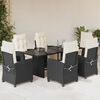 vidaXL Set comedor de jardín 7 pzas con cojines ratán sintético beige