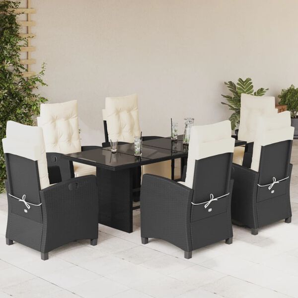 vidaXL Set comedor de jardín 7 pzas con cojines ratán sintético beige