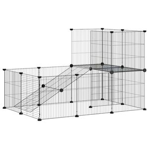 vidaXL Jaula para mascotas de 20 paneles puerta acero negro 105x70x70 cm