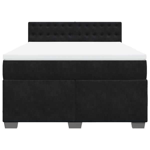 vidaXL Cama box spring con colch&oacute;n terciopelo negro 160x200 cm
