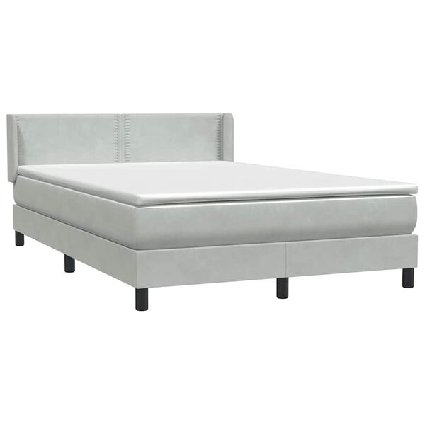 vidaXL Cama box spring con colch&oacute;n terciopelo gris claro 160x220 cm