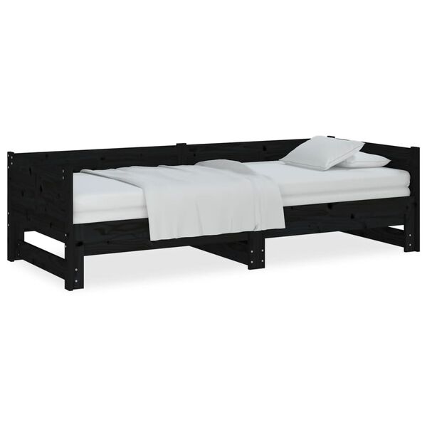 vidaXL Sof&aacute; cama extra&iacute;ble sin colch&oacute;n negro 2x(80x200) cm