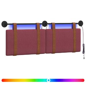 vidaXL Cabecero colgante Con luz LED Rojo vino PU antiguo