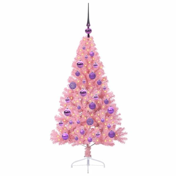 vidaXL &Aacute;rbol de Navidad Artificial Preiluminado Rosa 120 cm PVC