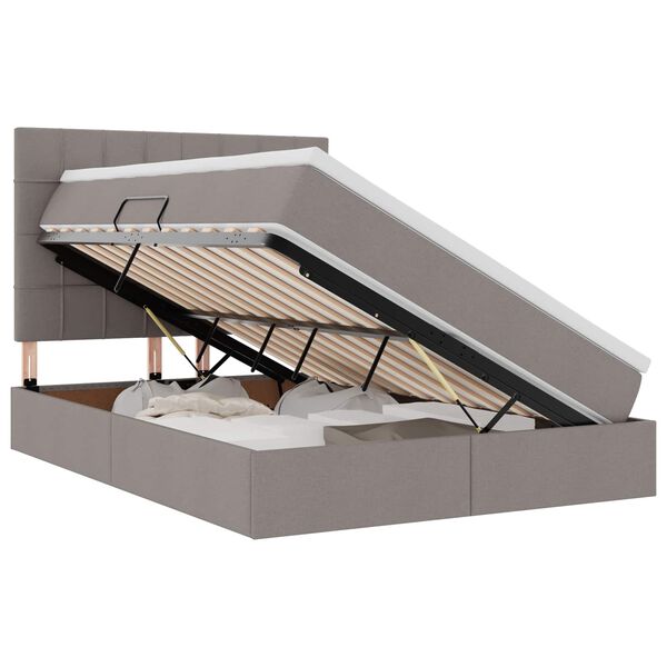 vidaXL Cama con almacenamiento y colch&oacute;n Taup&eacute; 140 x 190 cm Poli&eacute;ster