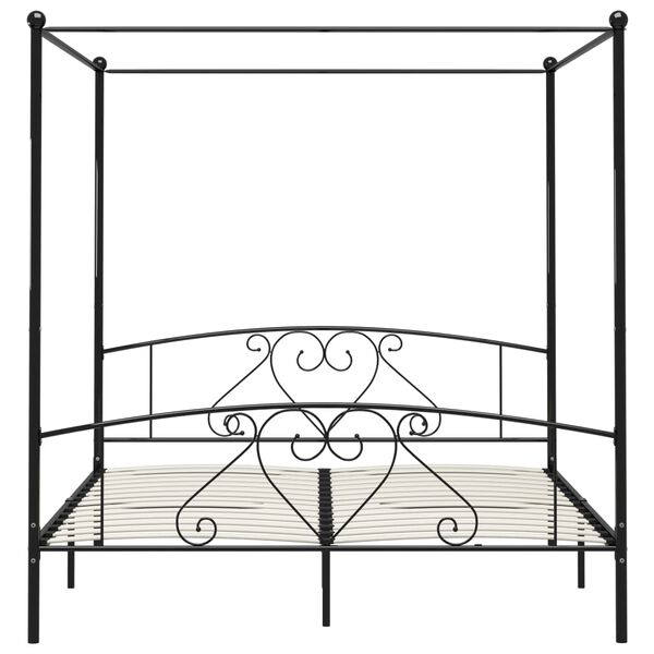 vidaXL Estructura cama con dosel sin colch&oacute;n metal negro 200x200 cm